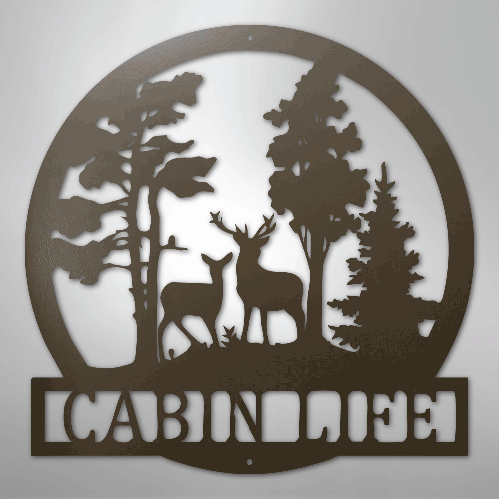 Deer in the Woods Steel Sign - Rustic Wildlife Decor for Cabins, Lodges & Hunting Camps - CHARMING FAMILY GIFT LLC