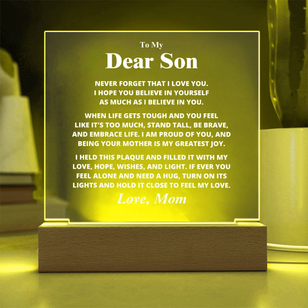 Son Gift, From Mom Believe In Yourself, Square Acrylic Plaque