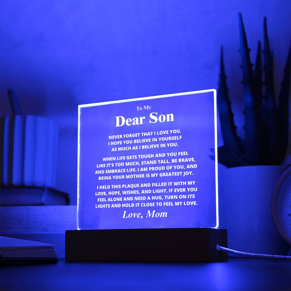 Son Gift, From Mom Believe In Yourself, Square Acrylic Plaque