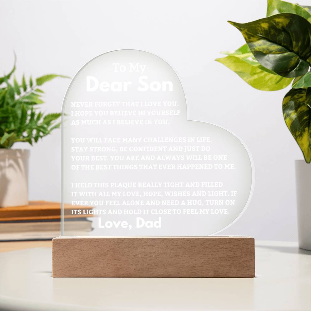 Son Gift I Believe In You LED Heart Plaque - From Dad