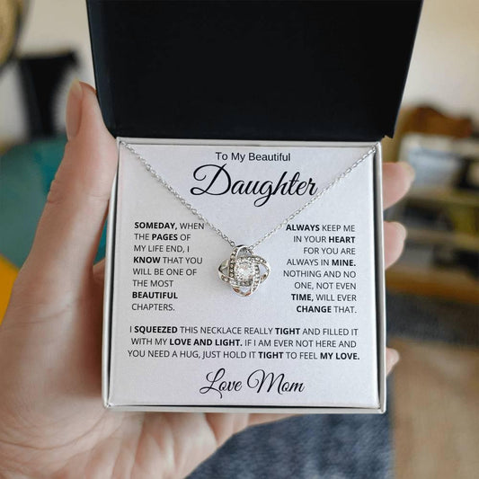 To My Beautiful Daughter Love Knot Necklace - Charming Family Gift