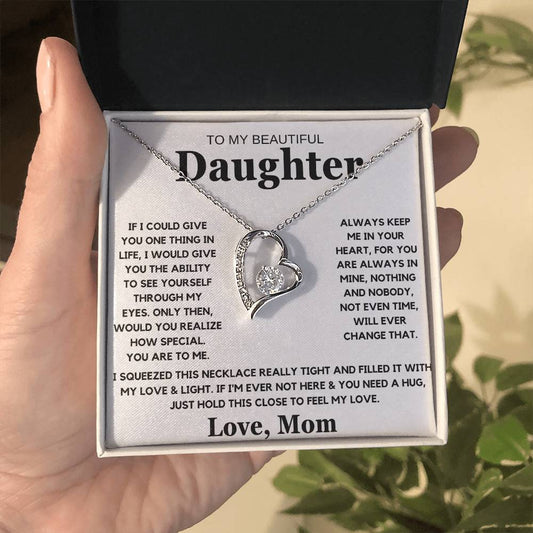 To My Beautiful Daughter Love Mom - Forever Love Necklace