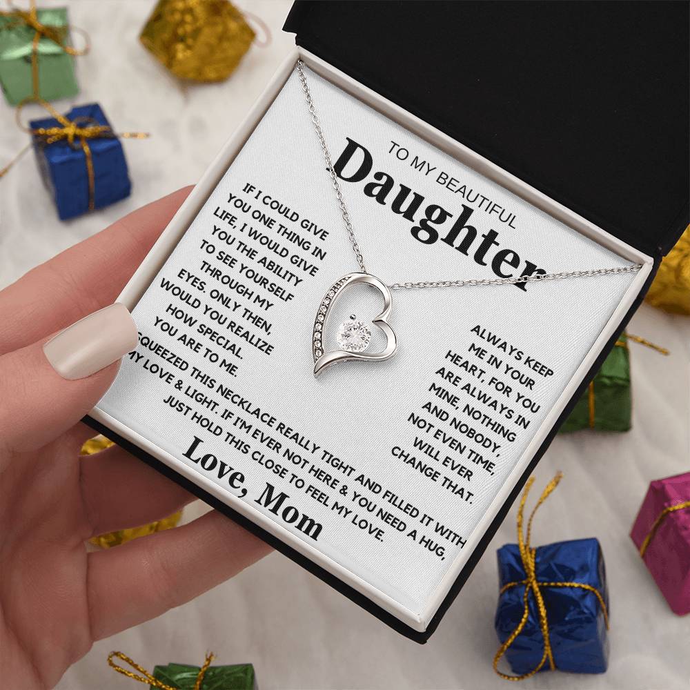 To My Beautiful Daughter Love Mom - Forever Love Necklace
