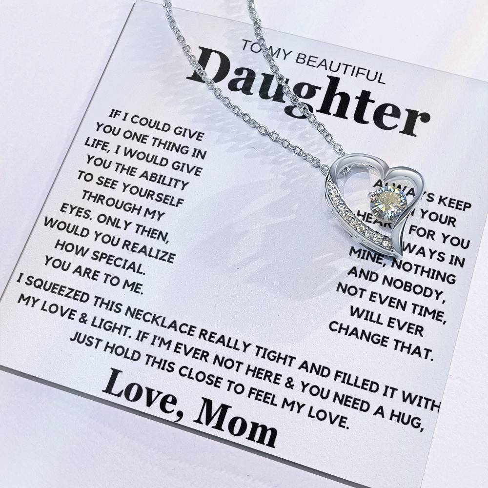 To My Beautiful Daughter Love Mom - Forever Love Necklace