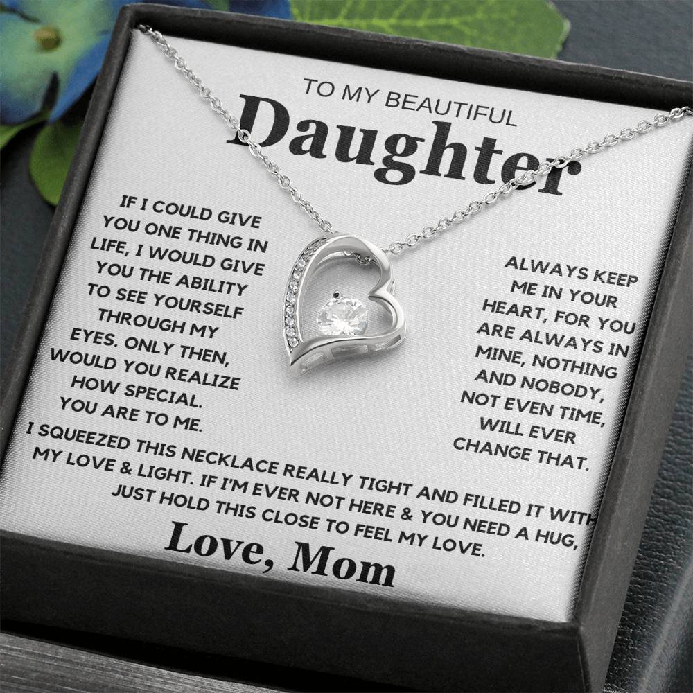 To My Beautiful Daughter Love Mom - Forever Love Necklace