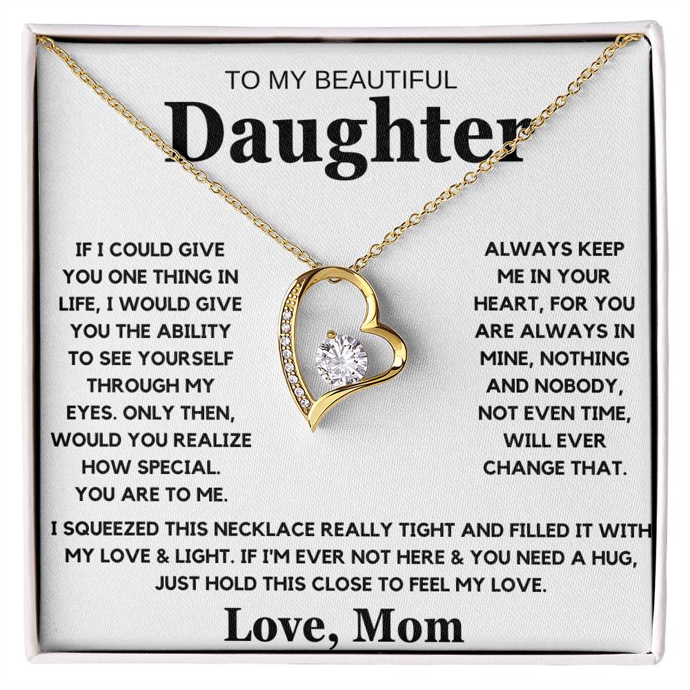 To My Beautiful Daughter Love Mom - Forever Love Necklace