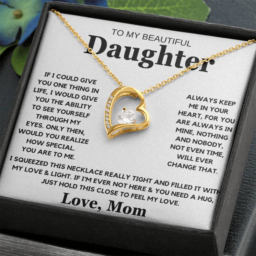 To My Beautiful Daughter Love Mom - Forever Love Necklace