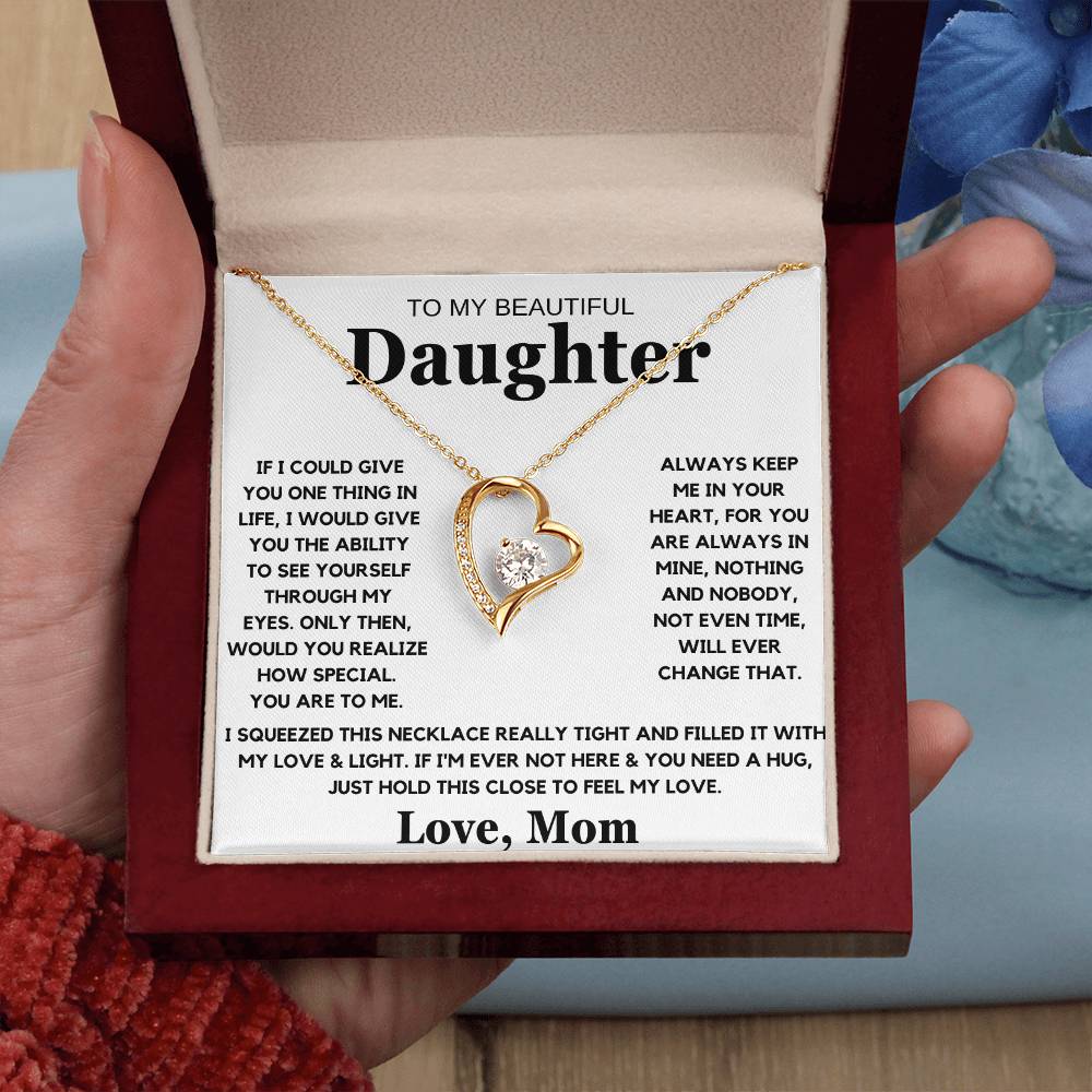 To My Beautiful Daughter Love Mom - Forever Love Necklace