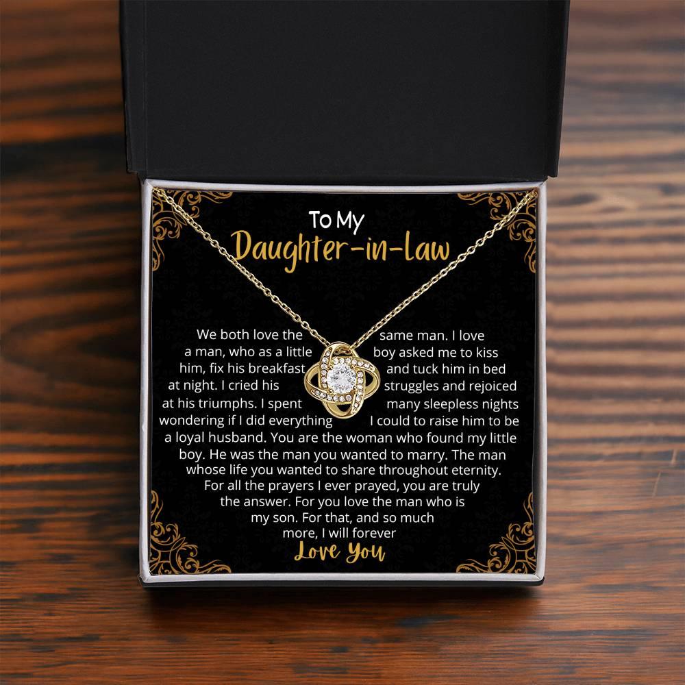 To My Beautiful Daughter in Law - Love Knot Necklace - CHARMING FAMILY GIFT LLC