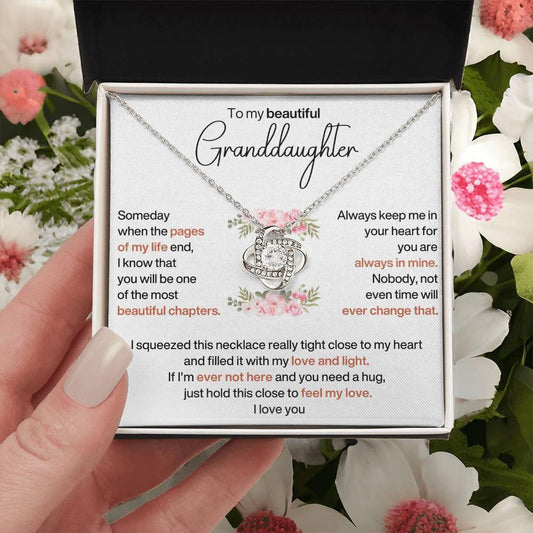 To My Beautiful Granddaughter - the most beautiful chapters- Love Knot Necklace - Charming Family Gift