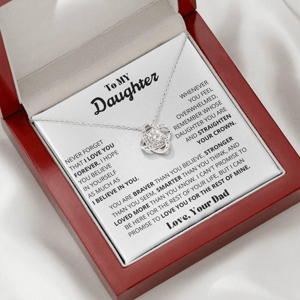 To My Daughter - Believe In Yourself - Love Knot Necklace - CHARMING FAMILY GIFT LLC