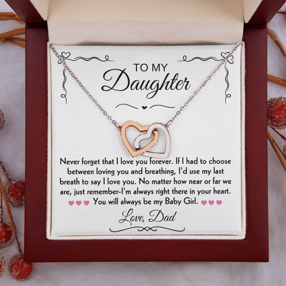To My Daughter Hearts Necklace From Dad