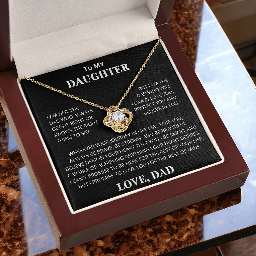 To My Daughter Love You, Protect You and Believe In You Love Knot Necklace