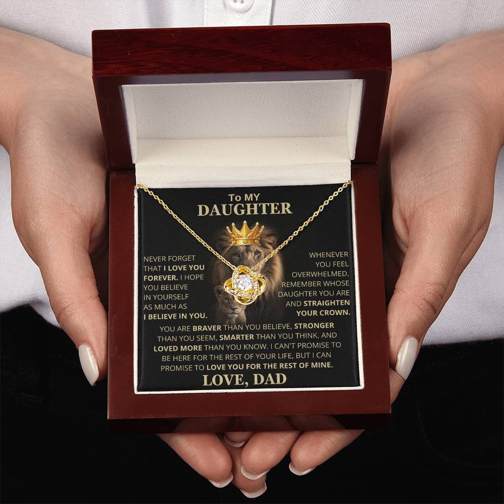 To My Daughter Vesta Knot Necklace - Daughter Gift, Sterling Silver, Cubic Zirconia, Never Forget How Much I Love You | Gift Box