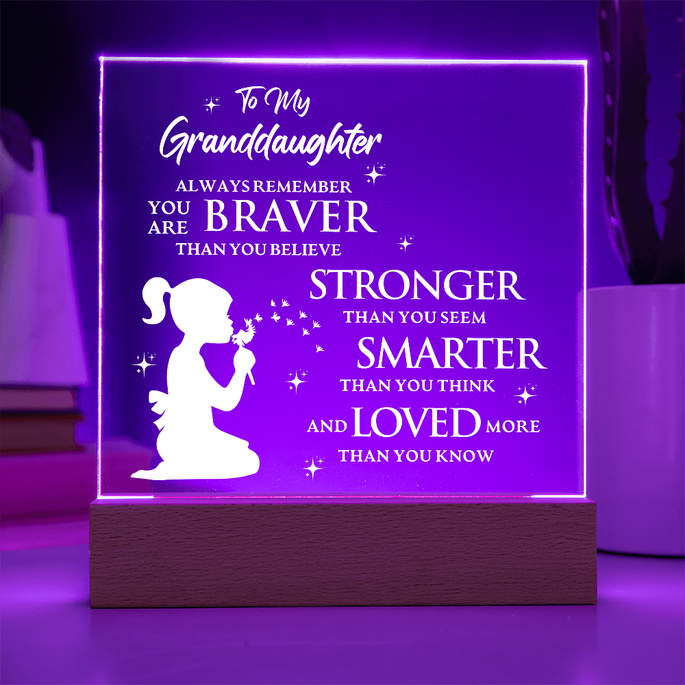 To My Granddaughter - Acrylic Square LED Plaque Gift Set