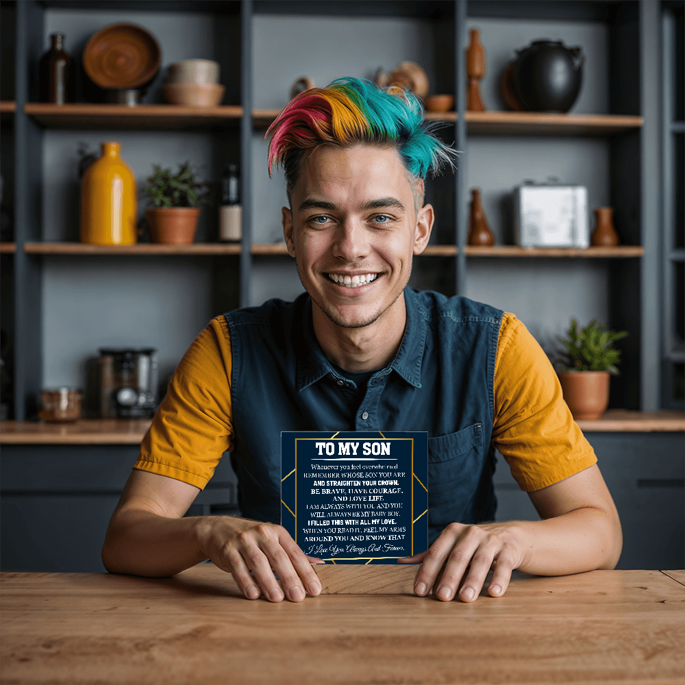 To My Son - I Love you always and forever - Acrylic Square Plaque Gift Set