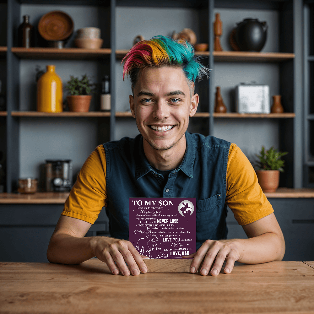 To My Son - Love Dad - Acrylic Square Plaque Gift Set