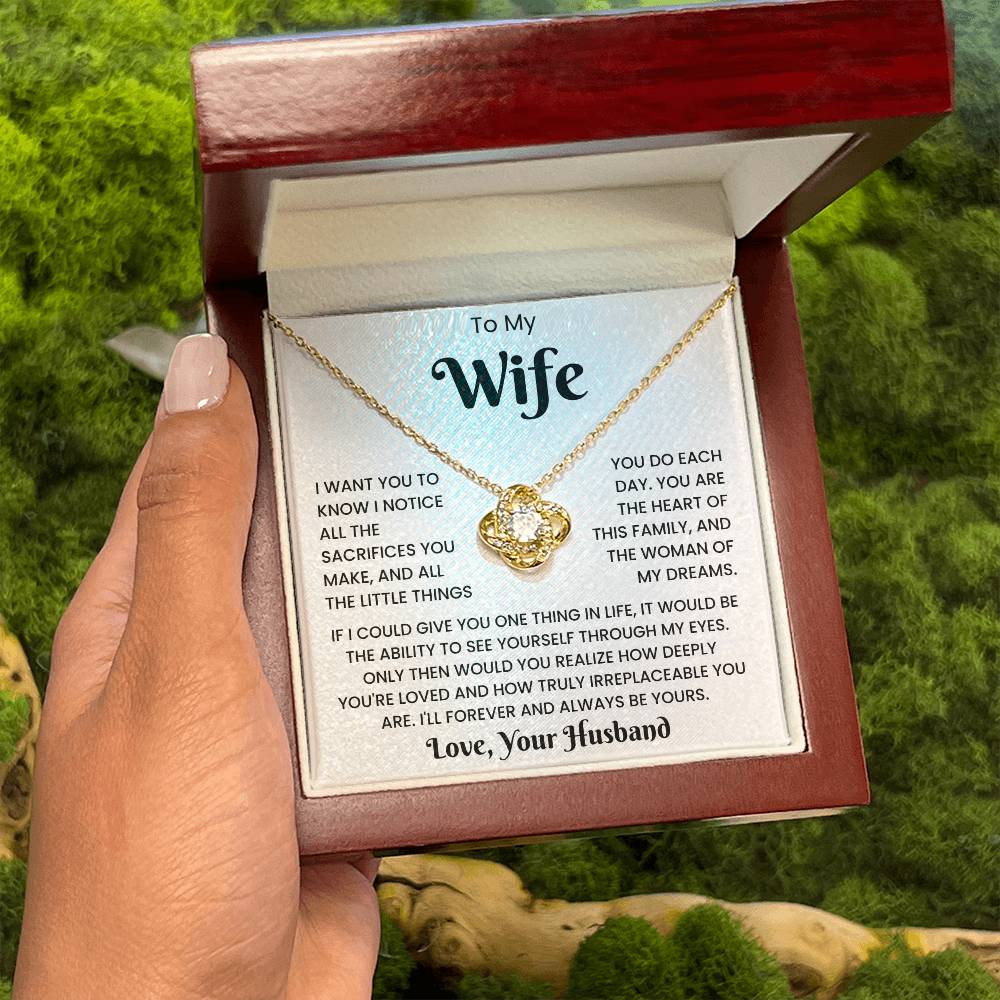 To My Wife - Love, Your Husband Love Knot Necklace Gift Set