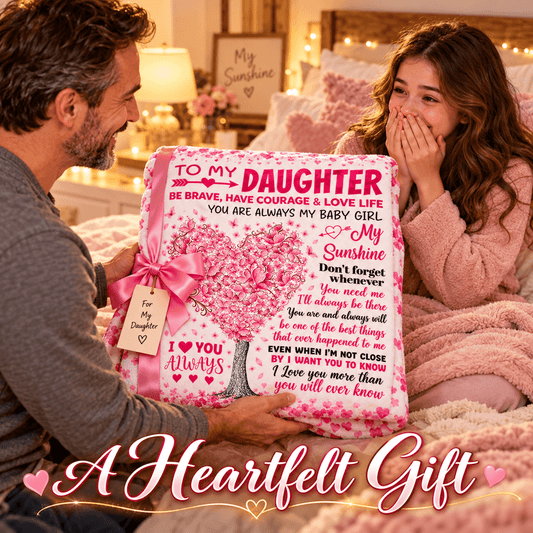 To My Daughter You'll Always Be My Baby Girl Blanket – Pink Heart Tree Cozy Plush Fleece Gift from Mom or Dad