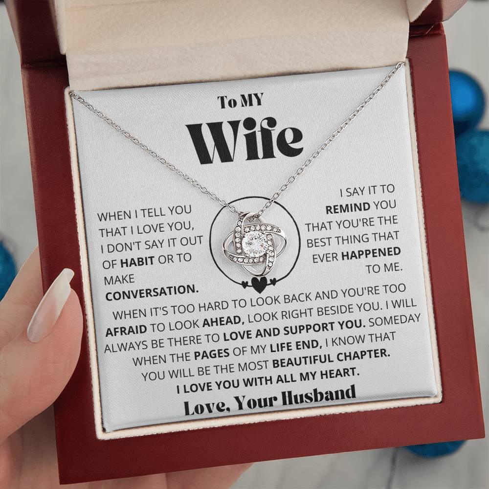 Wife - I Love You - Love Knot Necklace - CHARMING FAMILY GIFT LLC