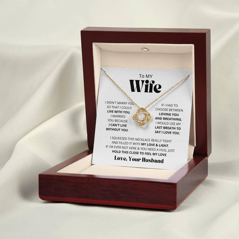 Wife - I Love You - Love Knot Necklace - CHARMING FAMILY GIFT LLC