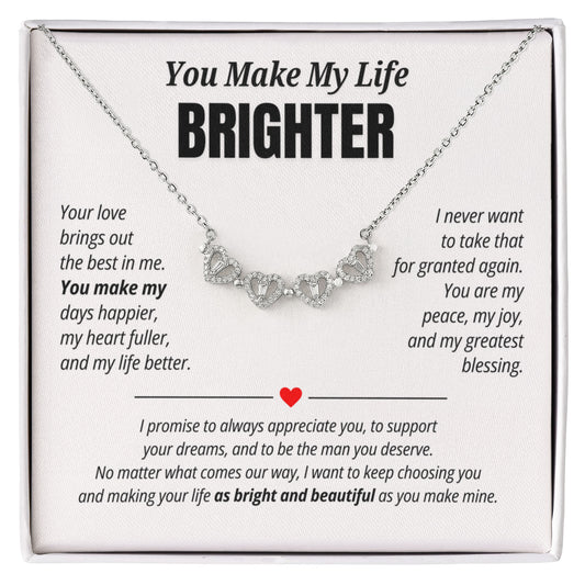 You Make My Life Brighter Necklace for Her – Magnetic Hearts Romantic Gift