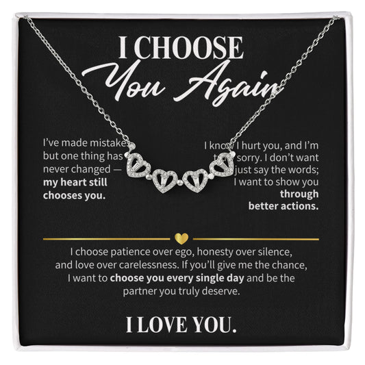 I Choose You Again Necklace for Her – Magnetic Hearts Apology Gift