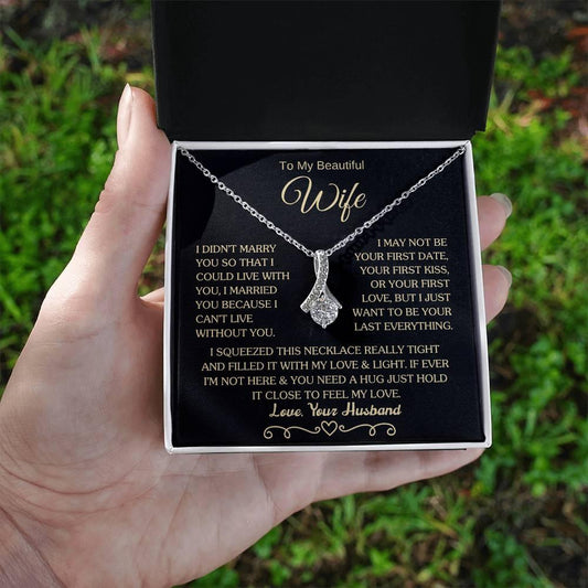 Gift for Wife "I Can't Live Without You" Gold Necklace - Charming Family Gift