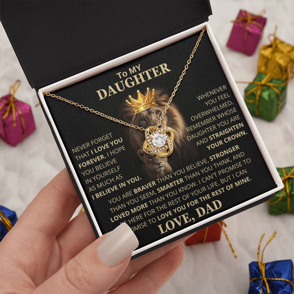 To My Daughter Vesta Knot Necklace - Daughter Gift, Sterling Silver, Cubic Zirconia, Never Forget How Much I Love You | Gift Box