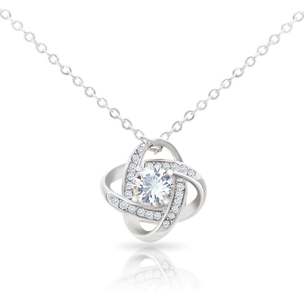 To My Bonus Daughter - "My Family Forever" Love Knot Necklace Gift Set