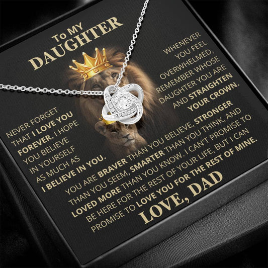 To My Daughter Vesta Knot Necklace - Daughter Gift, Sterling Silver, Cubic Zirconia, Never Forget How Much I Love You | Gift Box