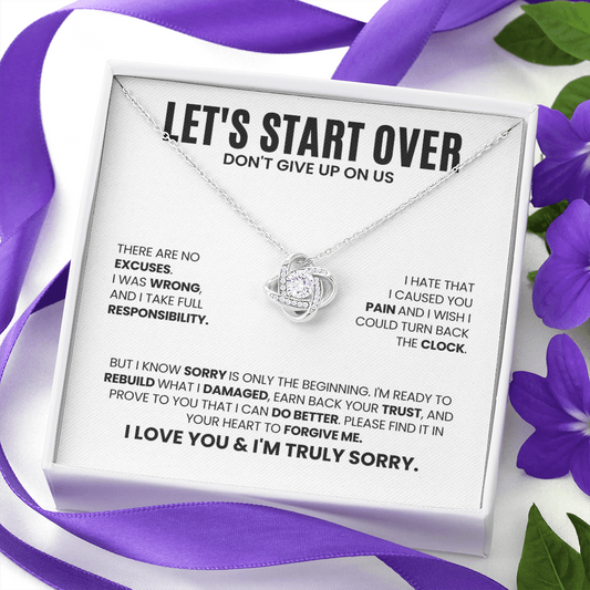Let's Start Over Necklace for Her – Don't Give Up on Us – Heartfelt Apology Gift Set