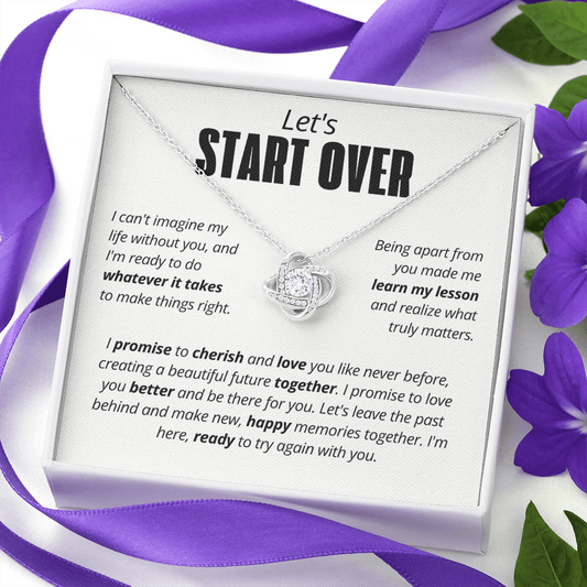 Let's Start Over Necklace for Her – I'm Sorry Love Knot Second Chance Gift