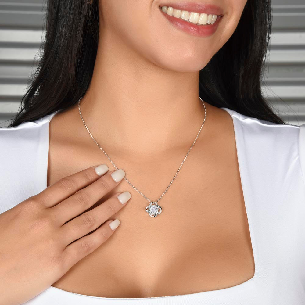 To My Daughter Vesta Knot Necklace - Daughter Gift, Sterling Silver, Cubic Zirconia, Never Forget How Much I Love You | Gift Box