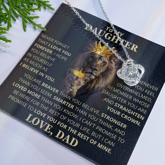 To My Daughter Vesta Knot Necklace - Daughter Gift, Sterling Silver, Cubic Zirconia, Never Forget How Much I Love You | Gift Box