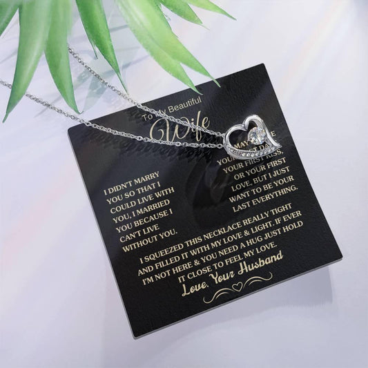 Gift for Wife "I Can't Live Without You" Gold Necklace - Charming Family Gift