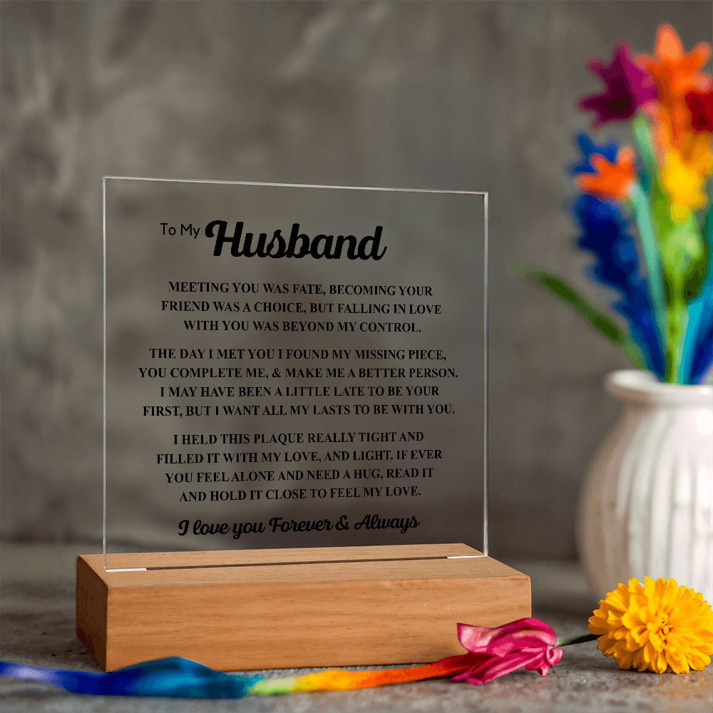 To My Husband Acrylic Plaque – “Meeting You Was Fate” Romantic LED Gift