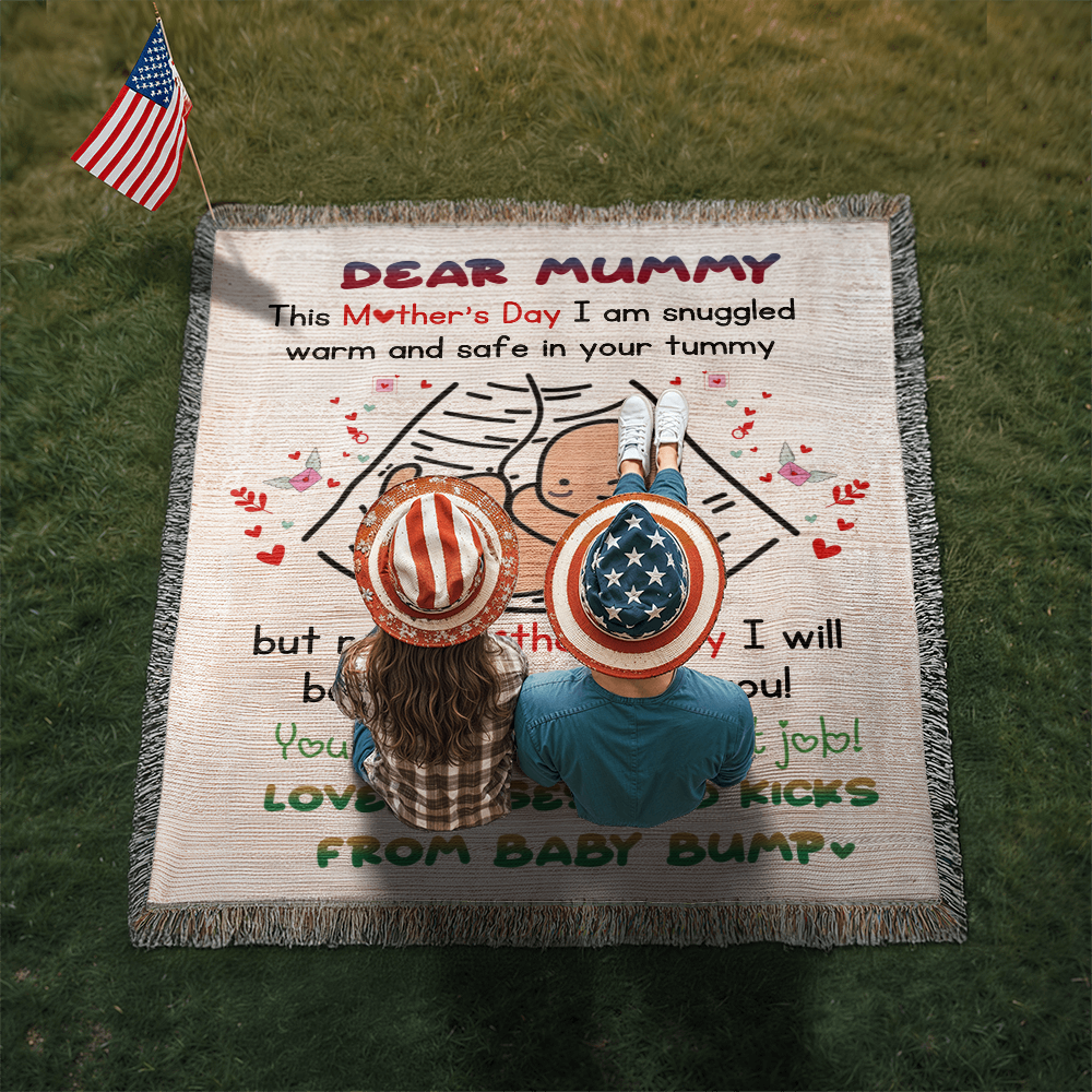 Dear Mummy - Love, Kisses and Kicks from Baby Bump - Heirloom Woven Blanket