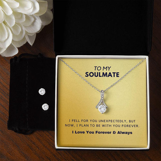 To My Soulmate - Gold Alluring Necklace Gift Set - CHARMING FAMILY GIFT