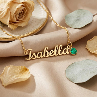 Custom Name Necklace with Birthstone – To My Granddaughter, Loved Forever & Always