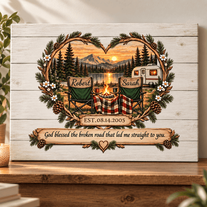 Personalized Camping Couple Canvas – A Keepsake for Every Adventure Together