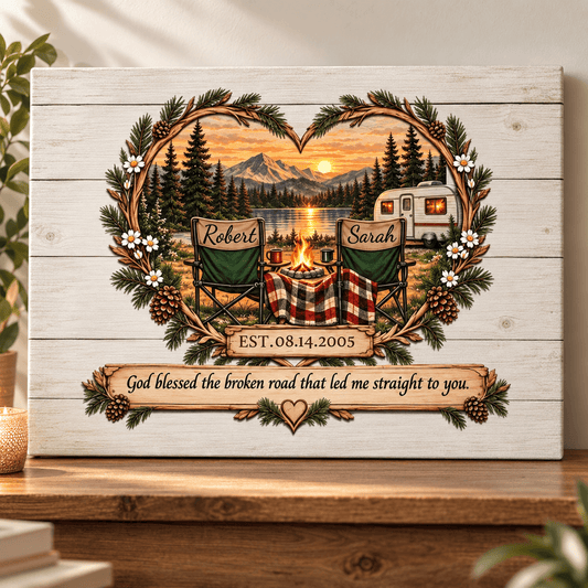 Personalized Camping Couple Canvas – A Keepsake for Every Adventure Together