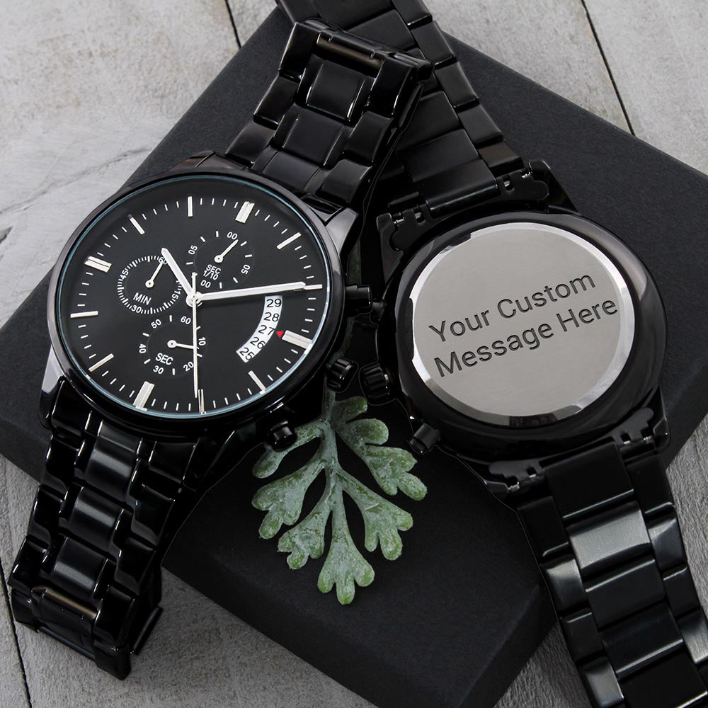 Personalized Black Chronograph Luxury Watch - Gift For Him - Anniversary/Birthday/Father's Day/Valentines