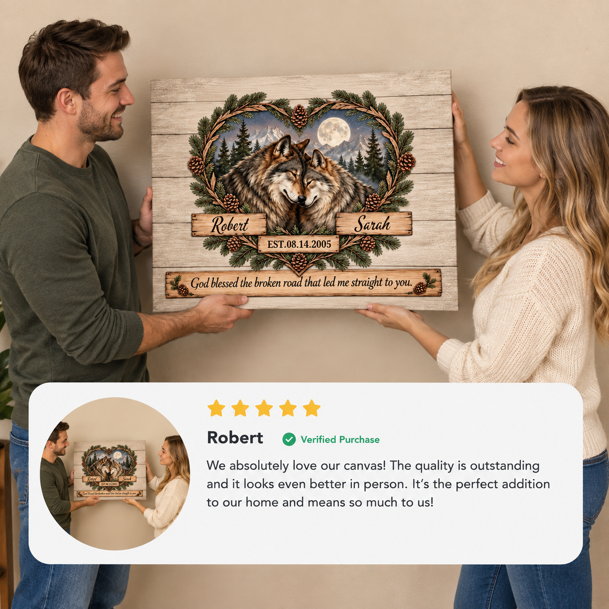 Rustic Wolf Couple Wall Art