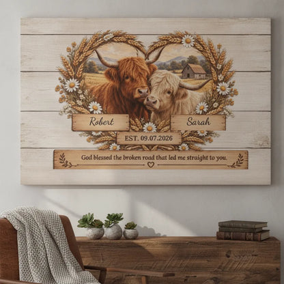 Custom Anniversary Highland Cow Wall Decor