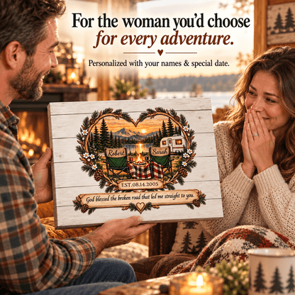 Personalized Camping Couple Canvas – A Keepsake for Every Adventure Together