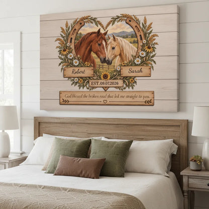 Personalized Husband Wife Horse Canvas