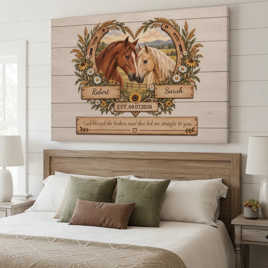 Personalized Husband Wife Horse Canvas