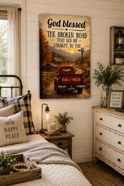 Personalized Couple Canvas, Custom Name & Date Wall Art, Romantic Rustic Anniversary Gift