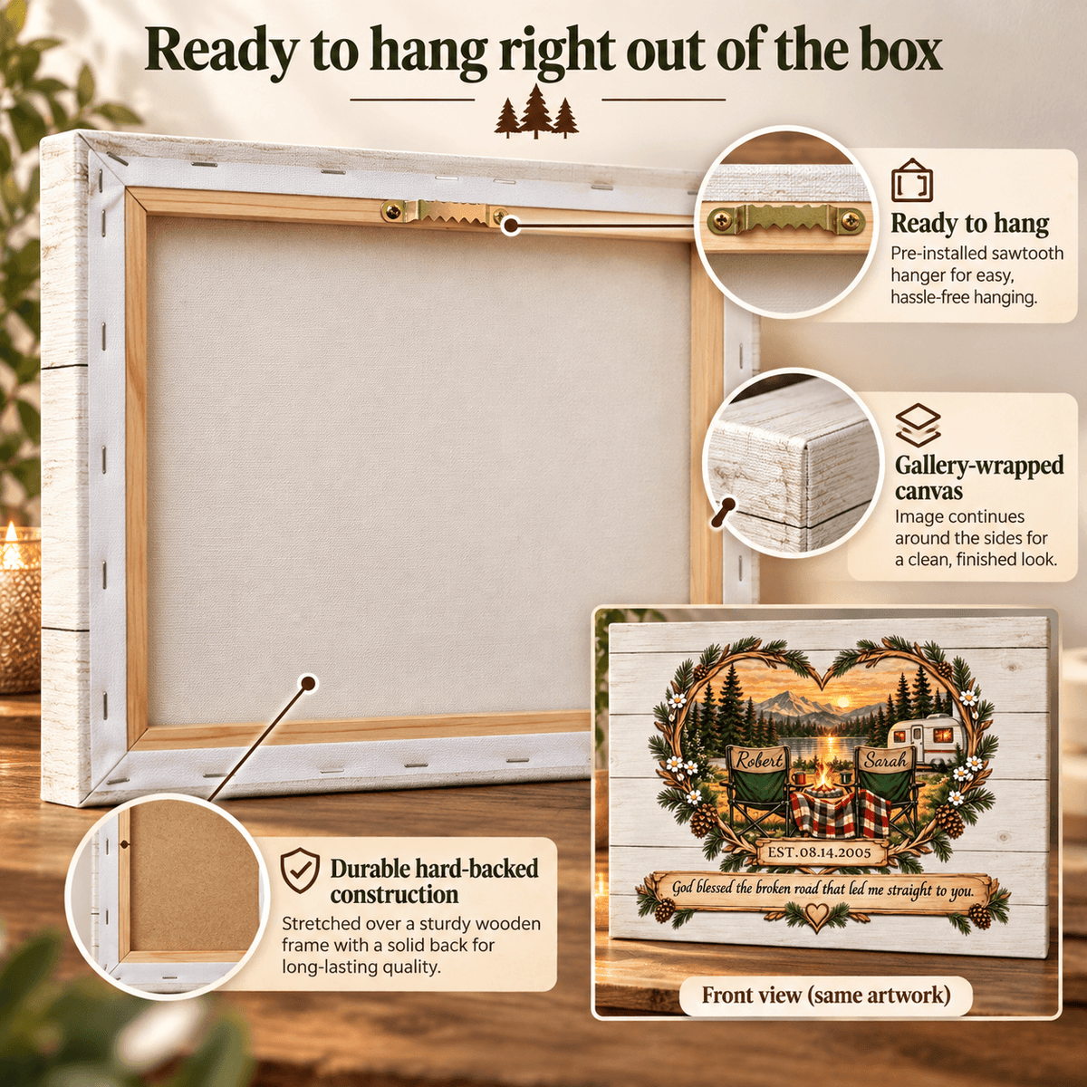 Personalized Camping Couple Canvas – A Keepsake for Every Adventure Together